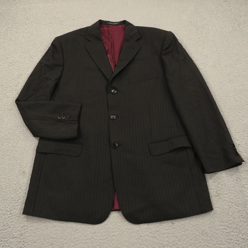 Lubiam Blazer 44R Wool Polyamide Black 3/2 Roll Pinstripe Jacket LBM 1911 Italy